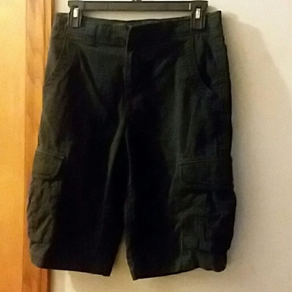 Boys Black Cargo Shorts Messenger Length